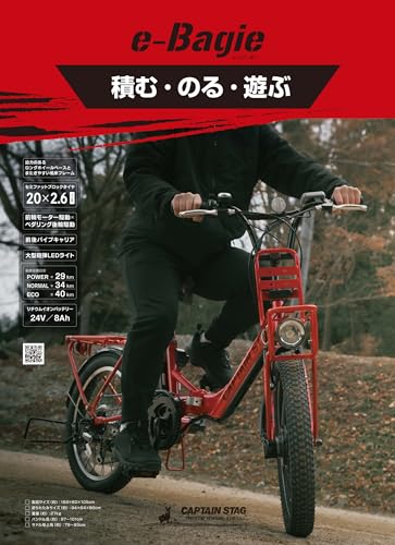 キャプテンスタッグ(CAPTAIN STAG) 電動アシスト自転車 eバーギー 20インチ 折りたたみ自転車 [シマノ6段変速/U型低床フレーム/極太タイヤ/前Vブレーキ/後ローラーブレーキ/前後パイプキャリア/前後泥よけ/大型砲弾LEDライト/両立スタンド/大型サドル/スイッチカバー] 標準装