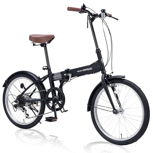 【2024 NEW MODEL】MYPALLAS(マイパラス) 折畳自転車20インチ シマノ製サムシフト6段変速 街乗り 通勤通学 男女兼用 3色カラー シンプルなスタンダード自転車 MF202 マットブラック