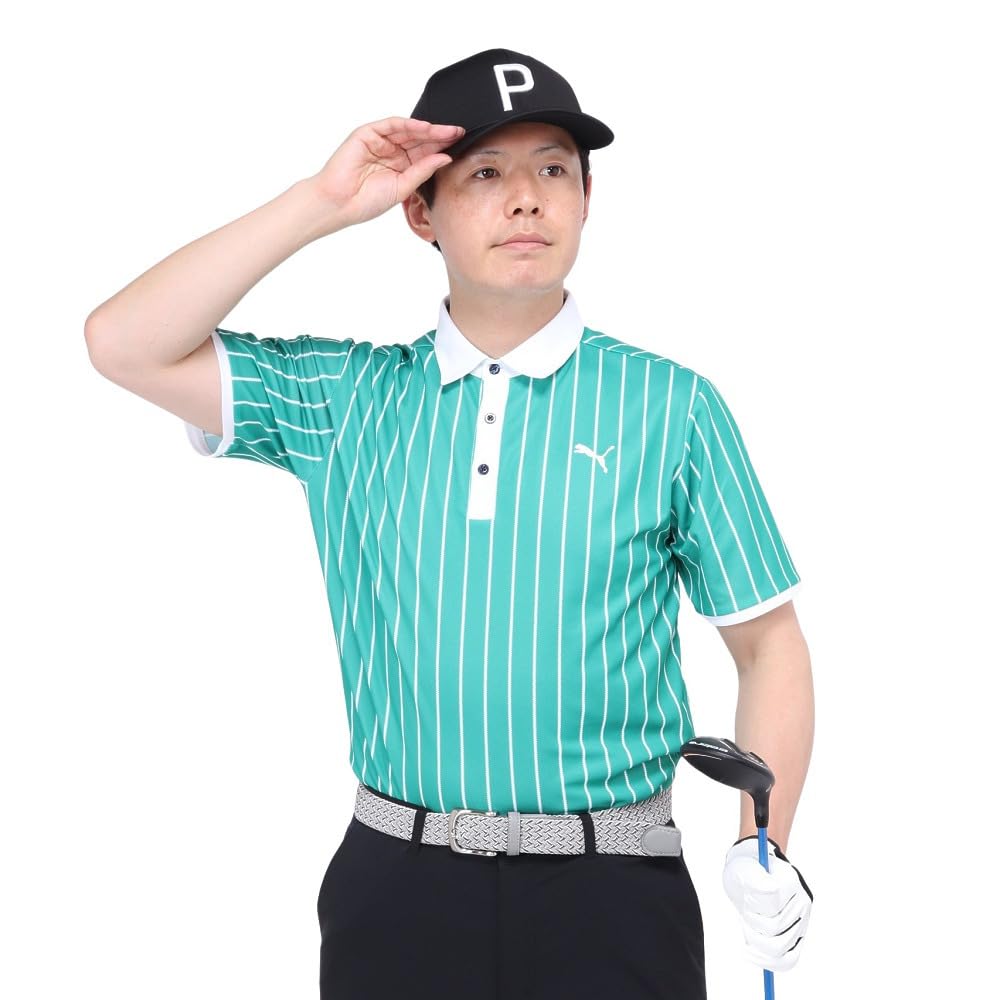 [プーマ] ゴルフシャツ GOLF ゴルフ ストレッチカノコタテストライプAOPポロ/半袖/627604 メンズ スパークリンググリーン