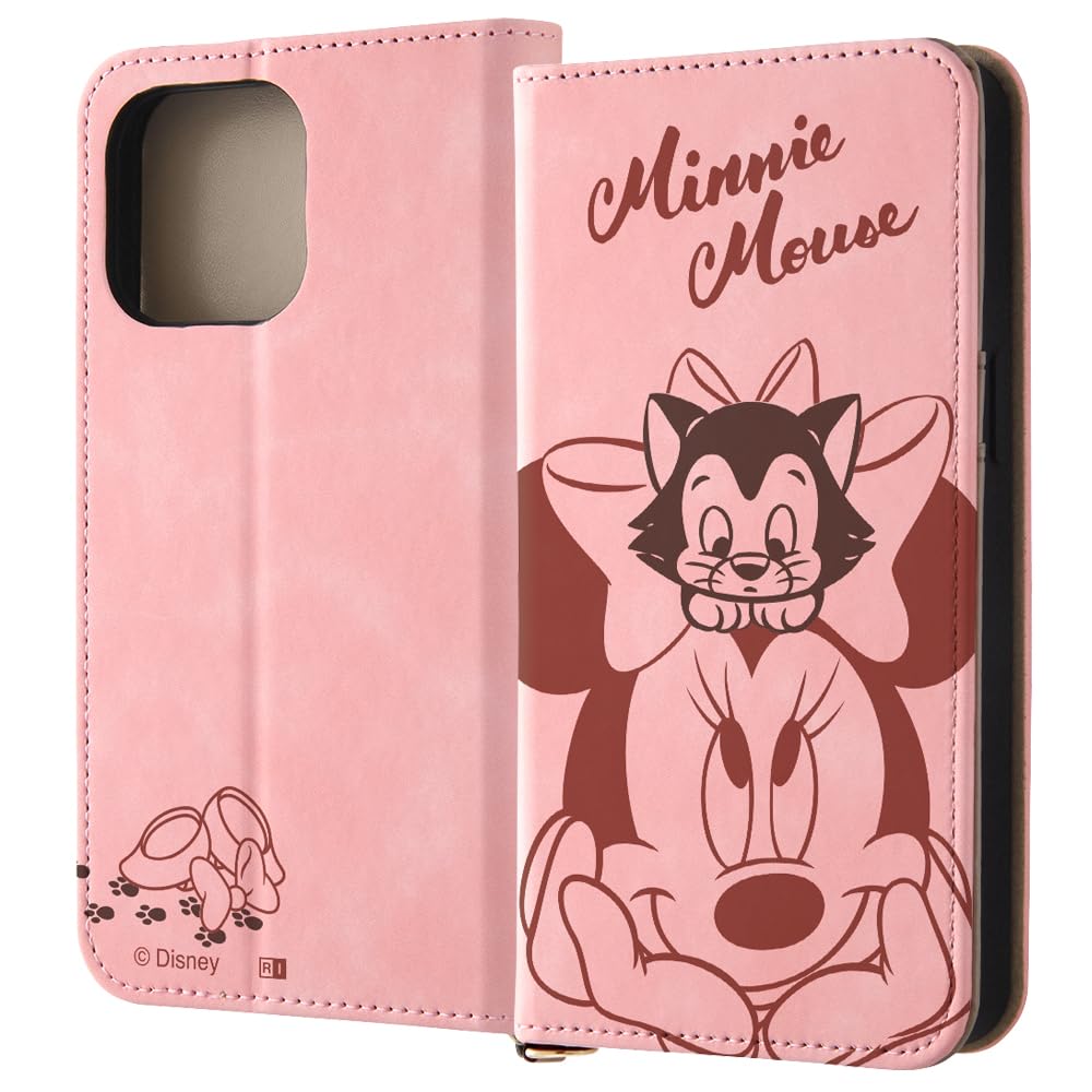 イングレム iPhone 15 Pro Max ケース ディズニー 手帳型レザーケース Raffine ミニーマウスとフィガロ