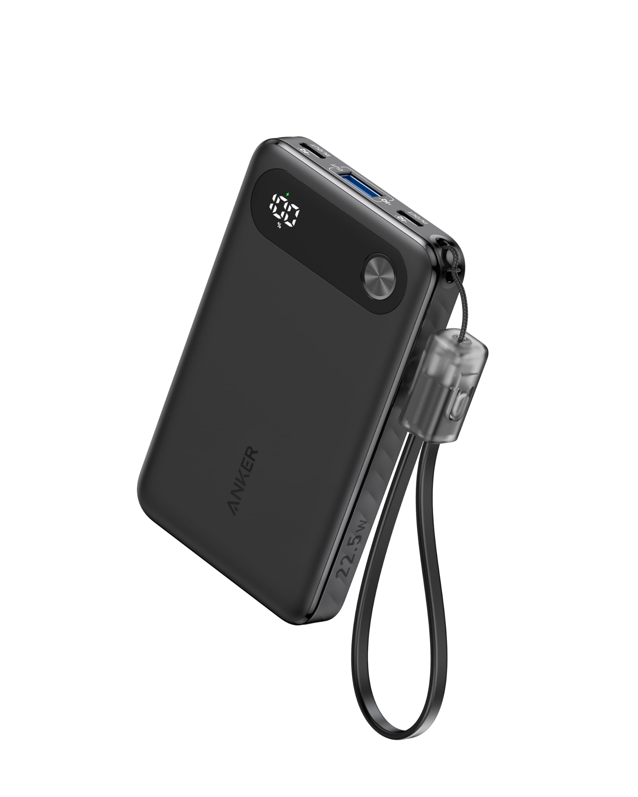 Anker Power Bank (10000mAh, 22.5W) (モバイルバッテリー 10000mAh 最大22.5W出力 USB-C & USB-C ケーブル付属 ディスプレイ搭載) 【USB PD/PowerIQ搭載/PSE技術基準適合】iPhone 15 Android iPad その他各種機器対応 (ブラック)