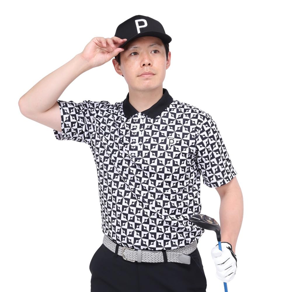 [プーマ] ゴルフシャツ 【PUMA GOLF】ゴルフ P ストレッチカノコモノグラムAOPポロ/半袖/627603 メンズ プーマブラック