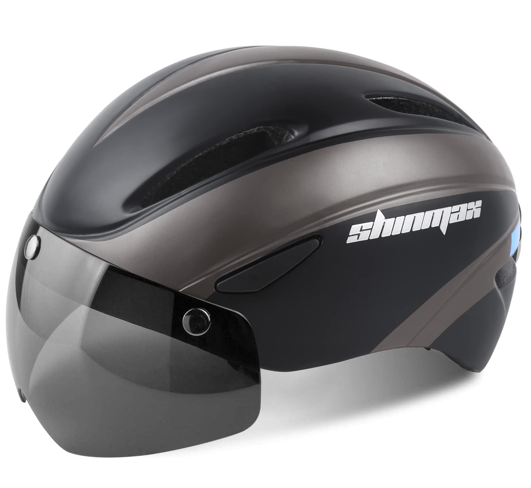 Shinmax 自転車 ヘルメット 大人 ロードバイク ヘルメット CPSC認証済み 通勤 通学 超軽量 高剛性 男性 女性 小五以上適 通気 磁気ゴーグル サイズ調整可能 56-61cm M/L 収納用袋付き 001式自転車ヘルメット (チタン・ブラック)