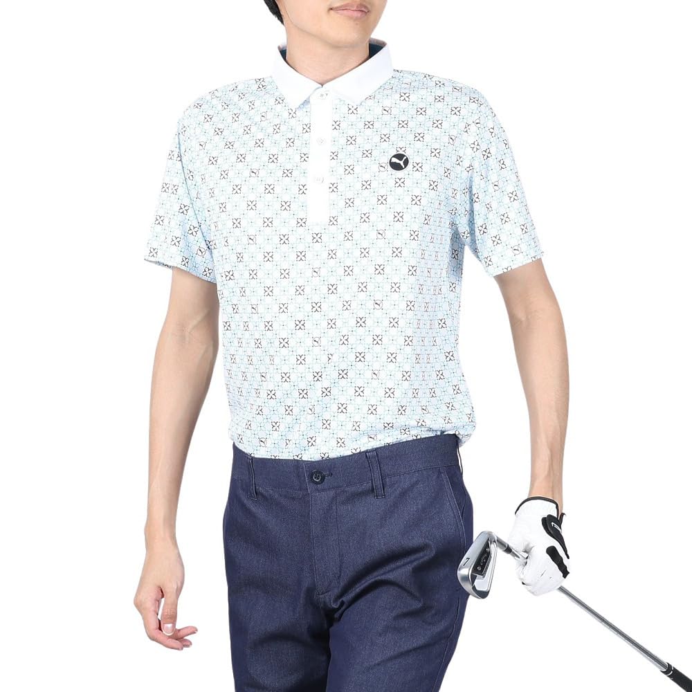 [プーマ] ゴルフシャツ GOLF ゴルフ ピュアモノグラムポロ/626275 メンズ ホワイトグロー/アクアブルー