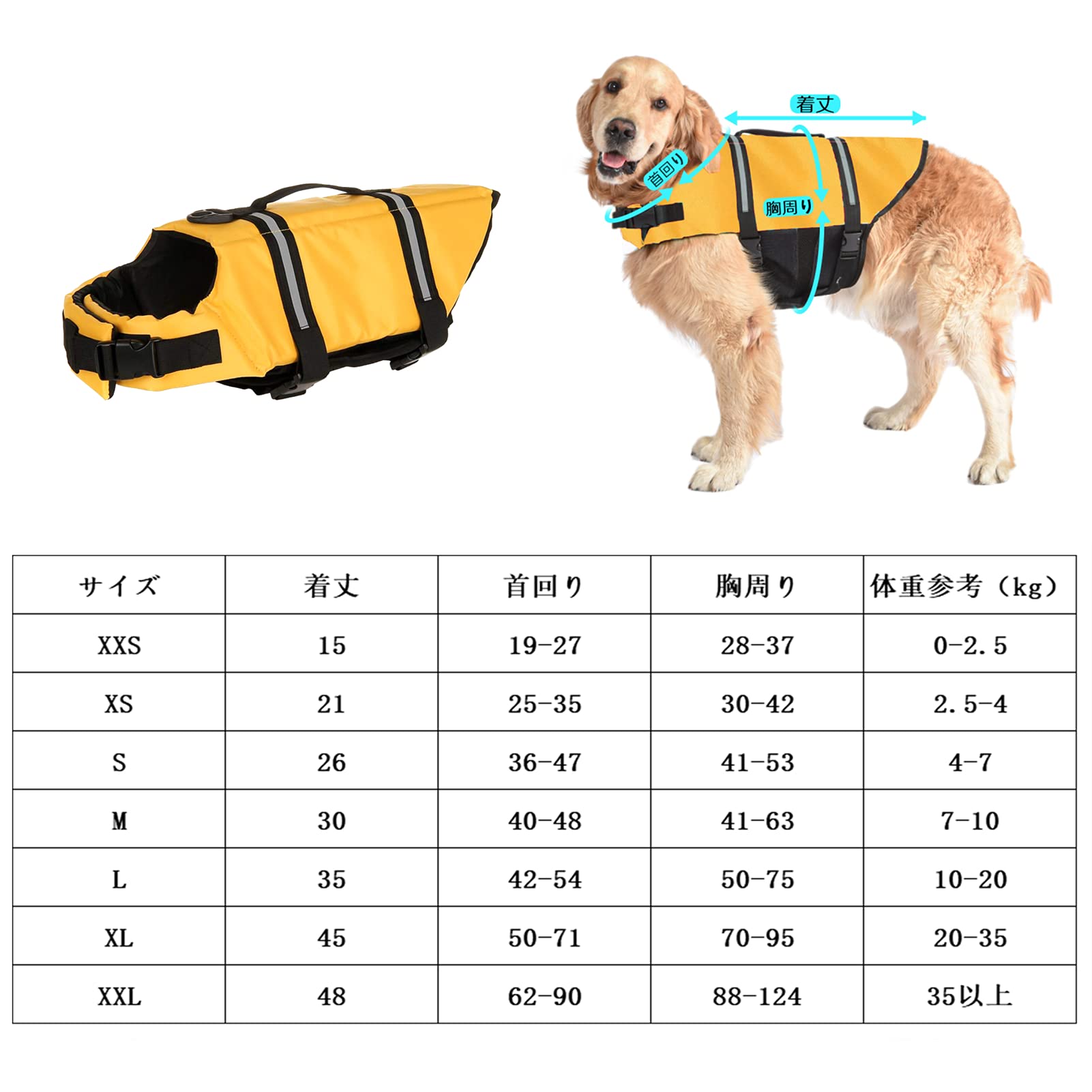 Metgladペット 犬用ライフジャケット 調節可能 水泳救命胴衣 小型犬 中型犬 大型犬 猫用 水遊び用 運動用 救急服 犬の安全を守る 水泳必需品 保護 高浮力 反射ライン 干しやすい