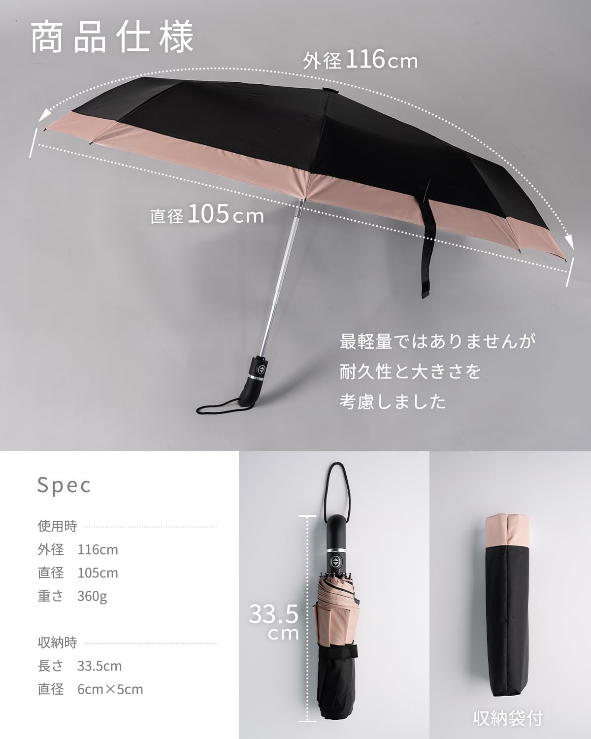 Ｒａｐｌｕ がっつり雨の日でも風に負けない 大きい 丈夫 軽量 折りたたみ傘 日傘 ワンタッチ 遮光 メンズ レディース