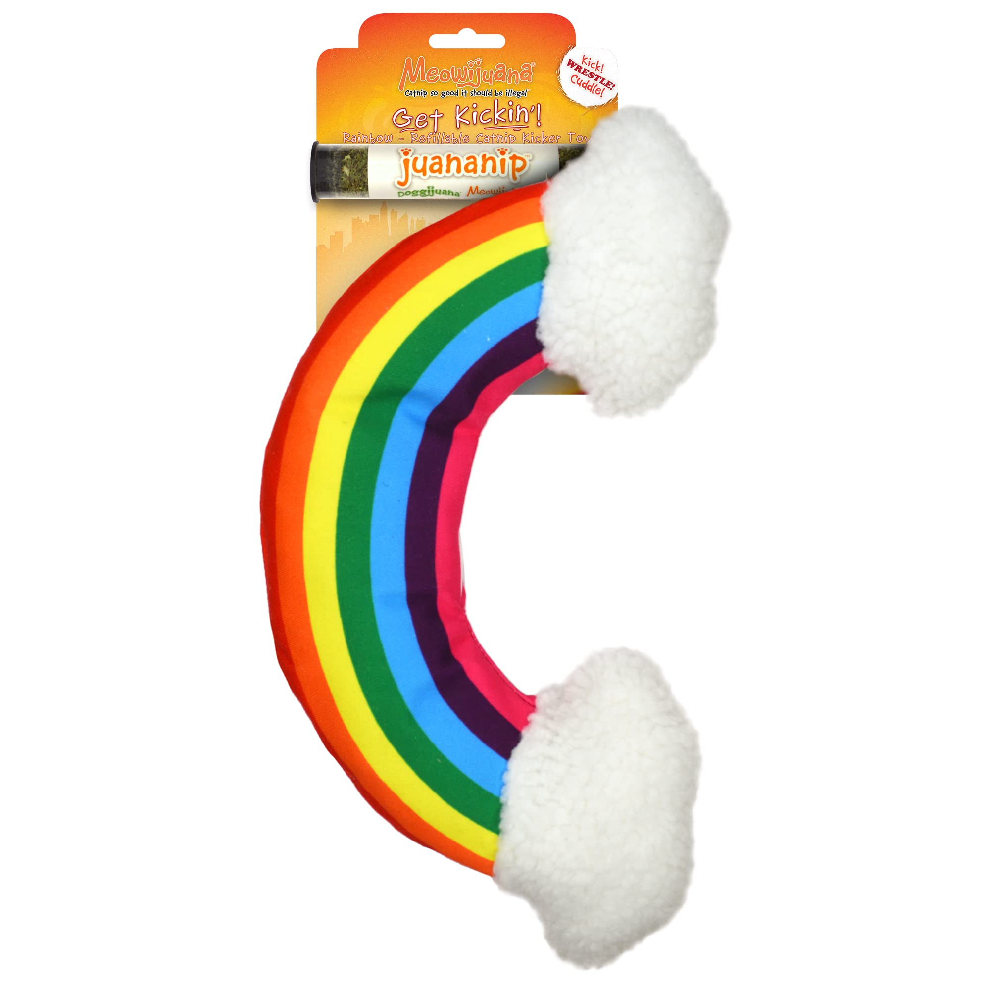 Meowijuana | Rainbow Bundle | Get Kickin' Refillable Rainbow Toy and Cloud 9 Catnip Blend | Promotes Play and Cat Health | Includes Organic Catnip