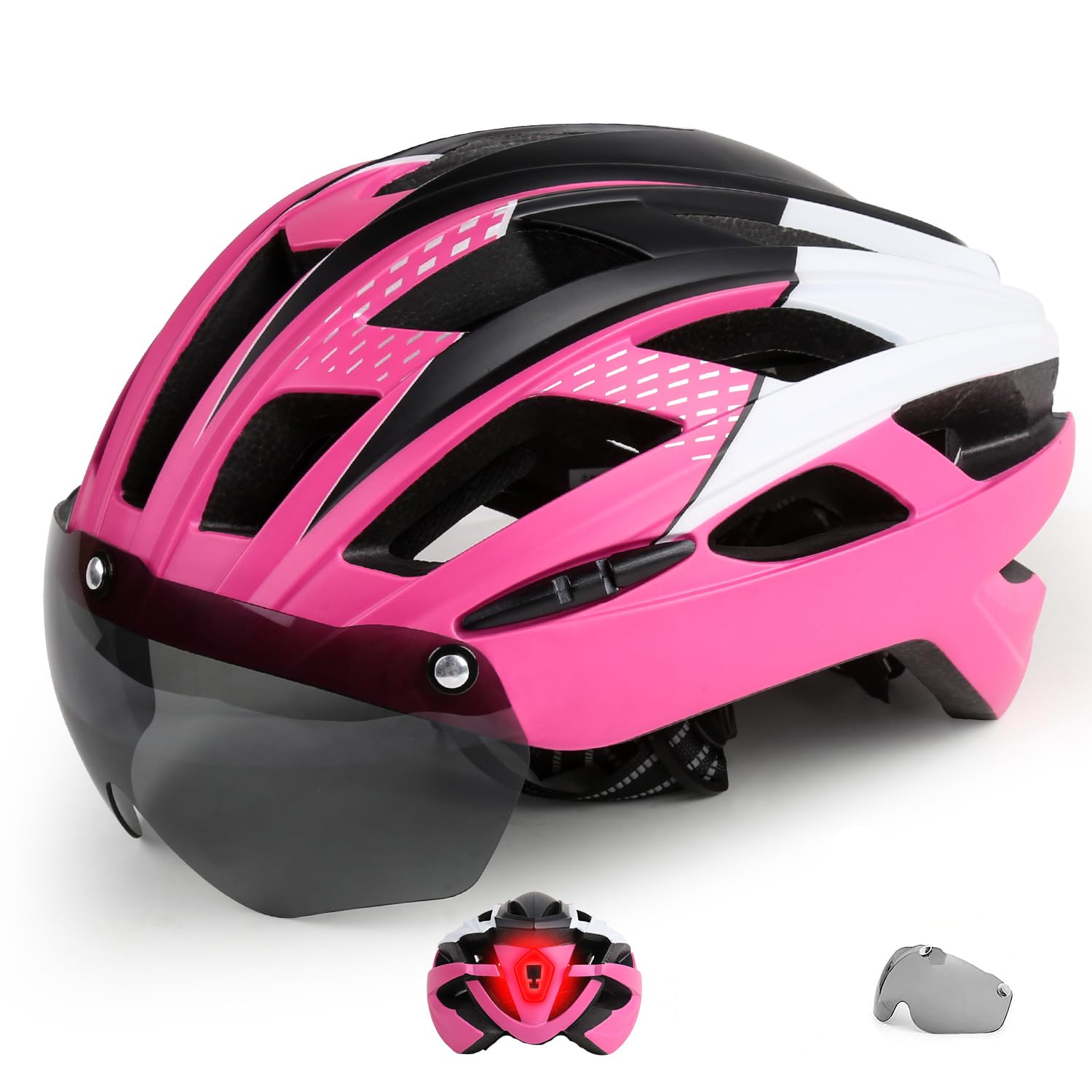 Shinmax 自転車 ヘルメット 大人 磁気ゴーグル付 ロードバイク ヘルメット CPSC認定済み 57~62cm 超軽量 通勤 通学 サ