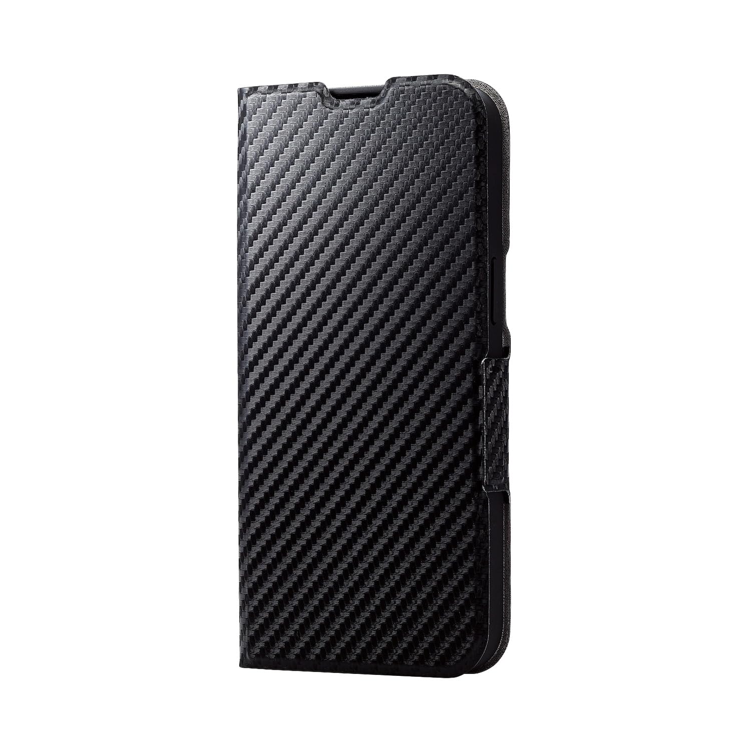 エレコム iPhone15 Pro Max ケース 手帳型 UltraSlim 薄型 スリム マグネット開閉 カードポケット スタンド機能 [驚くほど薄くて軽い] カーボンブラック PM-A23DPLFUCB