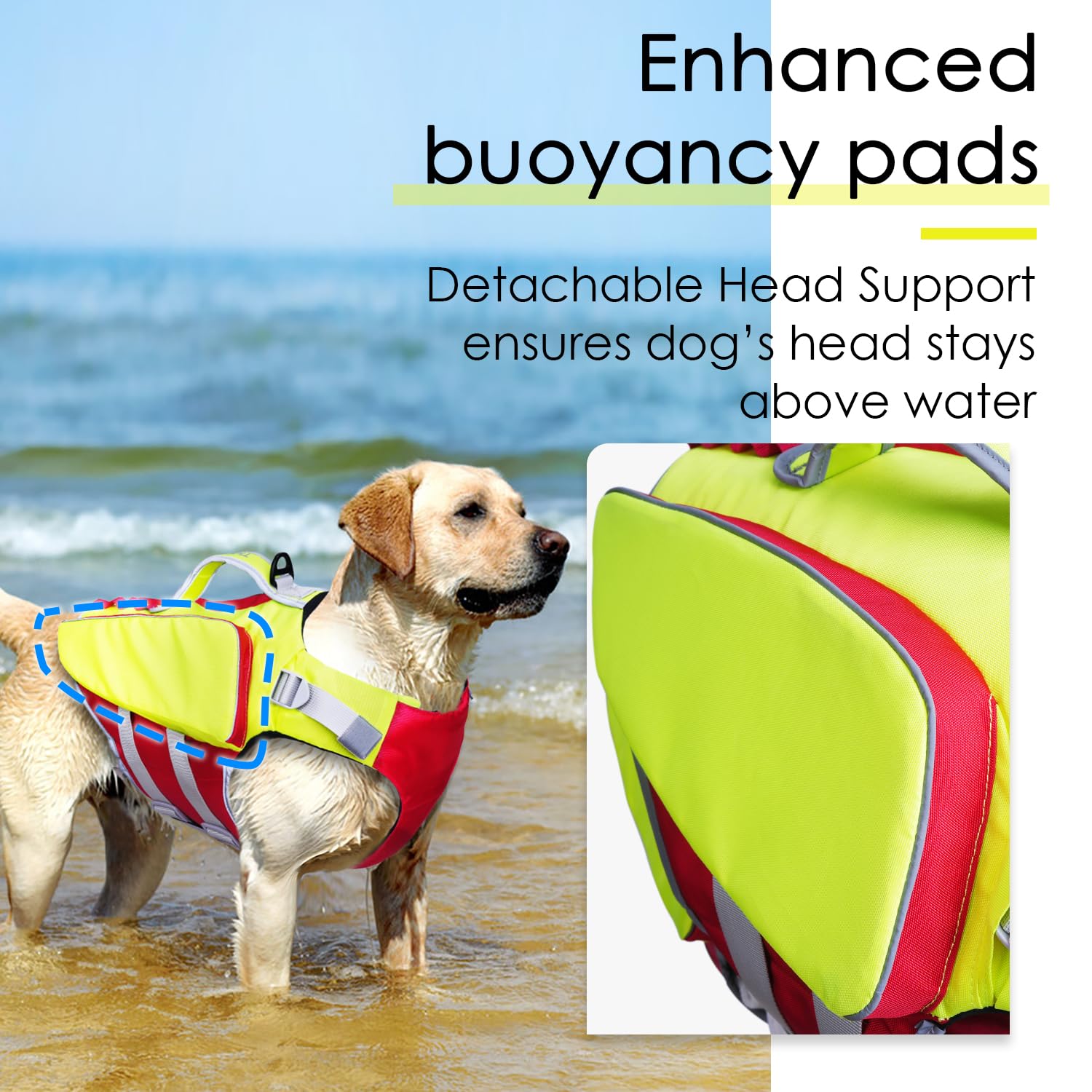 ThinkPetの犬用ライフジャケットハーネス 小型中型大型犬用 反射ベスト ライフジャケット 泳ぎ用 高浮力 調節可能なフローティングベスト救助ハンドル付き 小型 緑と赤の配色