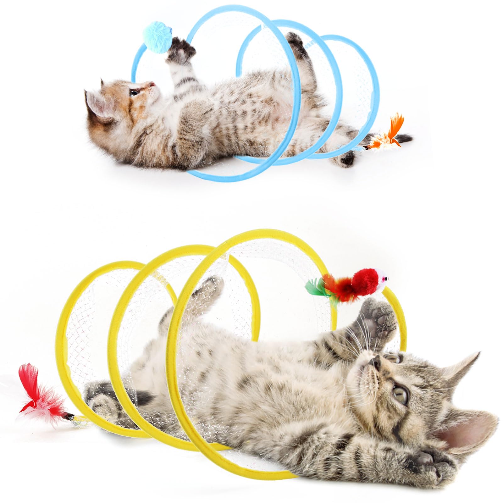PAKESI 猫 トンネル 2個入り 猫おもちゃ ひとり遊び キャットトンネル 頑丈 猫遊び 長いトンネル ペット玩具 頑丈耐久 運動不足解消 ストレス解消