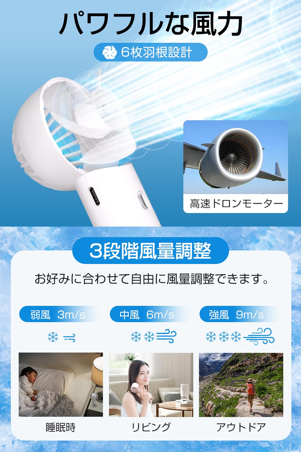 【2024新設計 -20℃瞬間冷却】 携帯扇風機 ハンディファン 冷却プレート付き 手持ち扇風機 卓上扇風機 ペルチェ式 高速モーター 強力 大風量 涼しい 軽量 小型 TYPE-C充電式 4000mAh大容量 3段階風量調節 スタンド付き 静音 持ち運び便利 熱中症対策 暑さ対策 通勤/通学/スポ