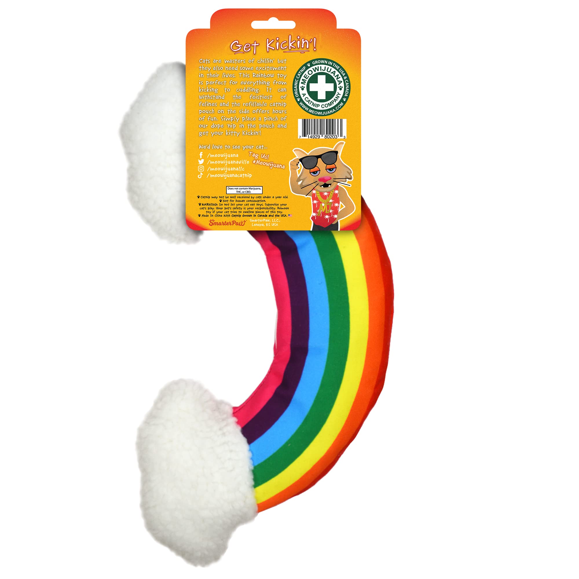 Meowijuana | Rainbow Bundle | Get Kickin' Refillable Rainbow Toy and Cloud 9 Catnip Blend | Promotes Play and Cat Health | Includes Organic Catnip