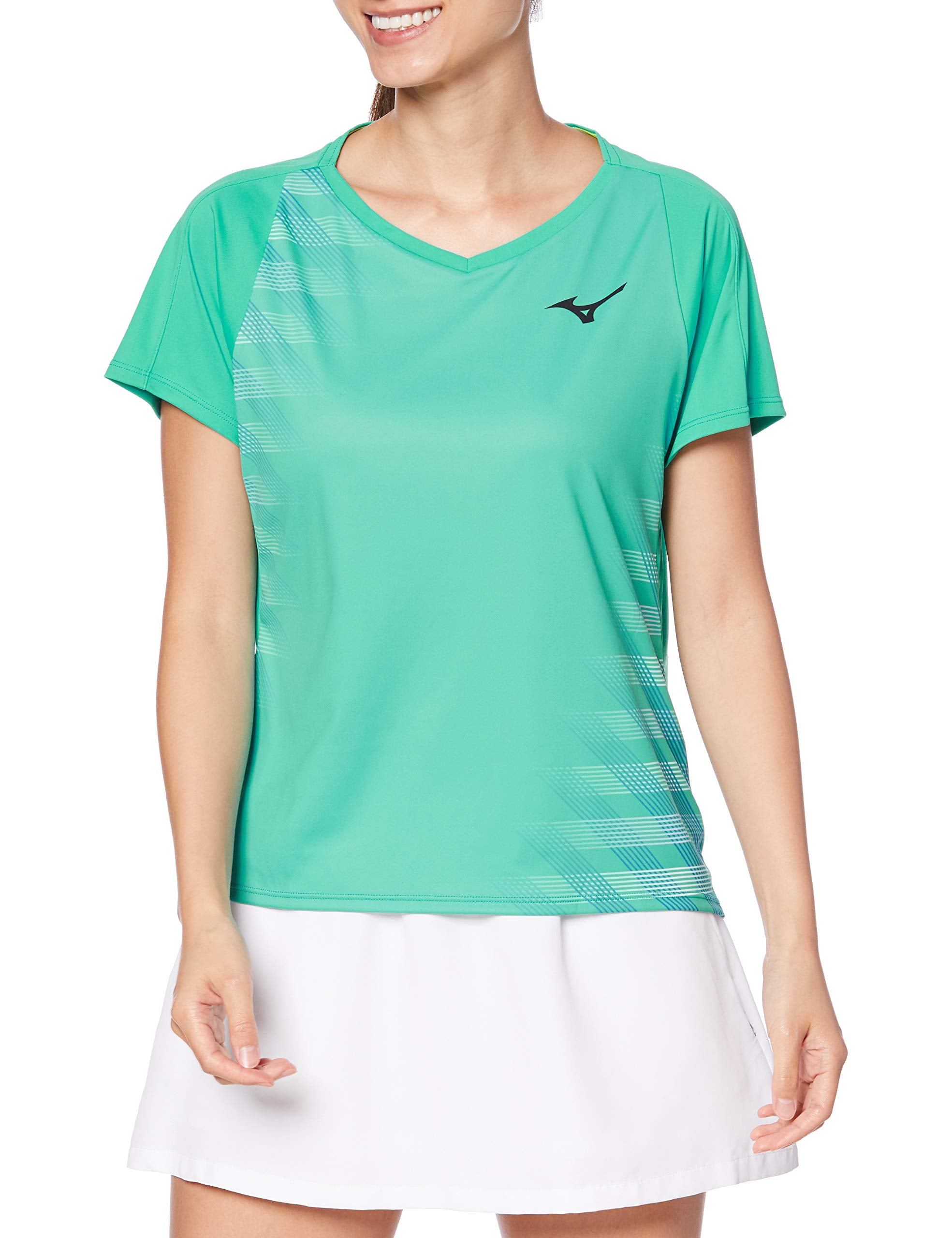 [Mizuno] テニスウェア ウィメンズゲームシャツ 半袖 62JA0218 グリーン 日本 L (日本サイズL相当)
