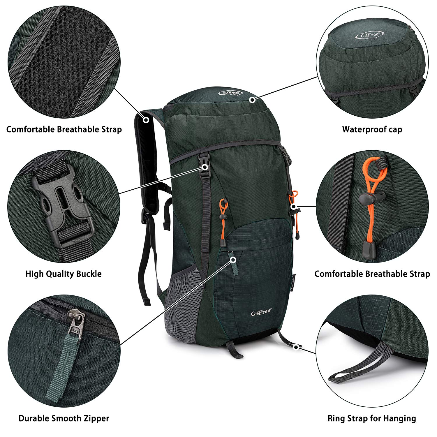 [G4Free] 超軽量 折畳みバッグ 登山リュック 40l/45l 大容量 防水 ハイキング バックパック 旅行バッグ 軽量 通気 便利グッズ 多機能 男女兼用 アウトドア