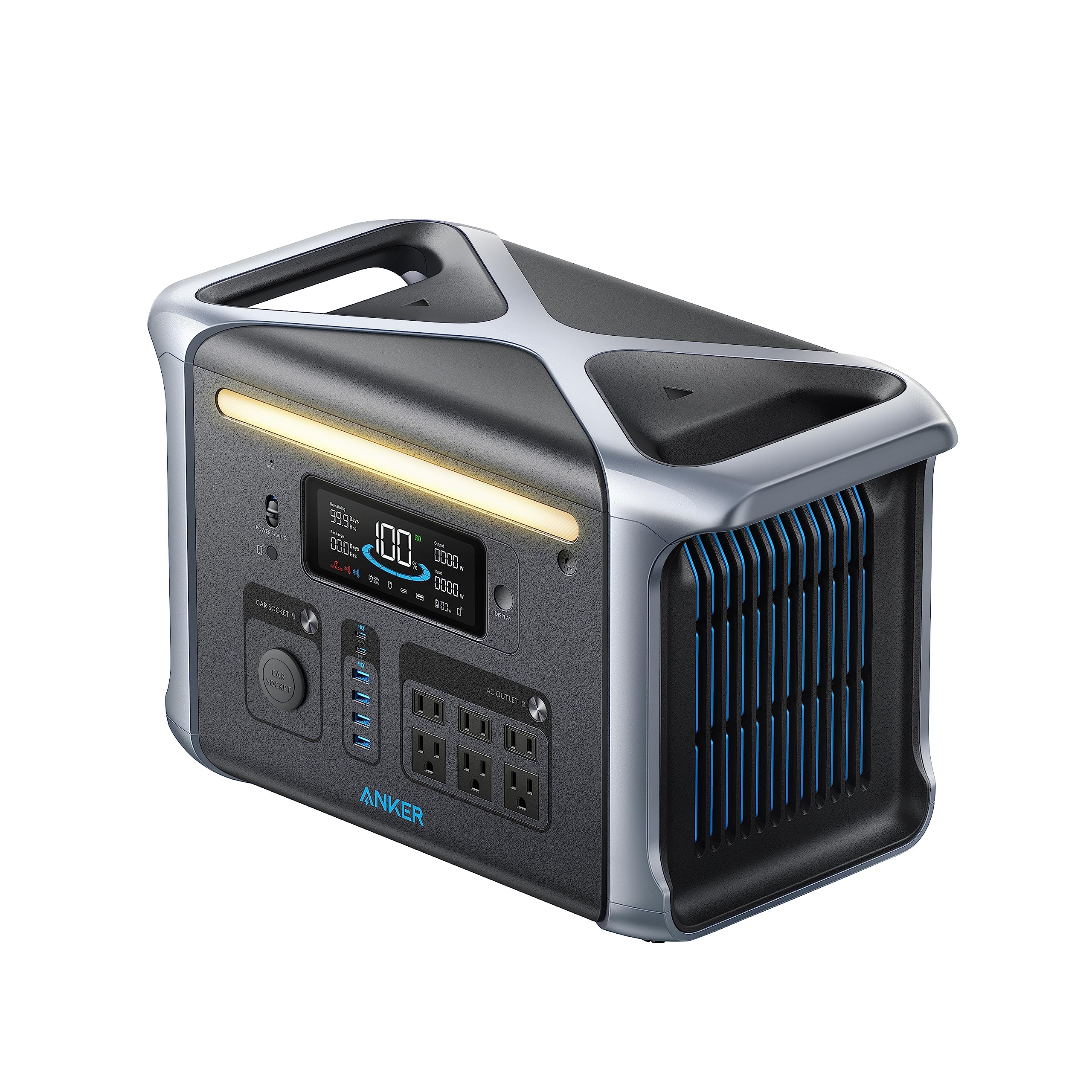 Anker 757 Portable Power Station (PowerHouse 1229Wh) Solix F1200 ポータブル電源 1.5時間 満充電 高出力AC(定格1500W / 瞬間最大2400W / SurgePad 1800W, 6ポート) 長寿命10年 リン酸鉄 パススルー機能 アプリ遠隔操作 防災安全協会推奨